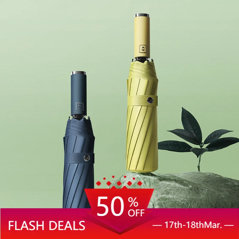 

New Twelve Bones Self-Opening Umbrella Large Double Folding Solid Color Business Umbrella cute umbrella