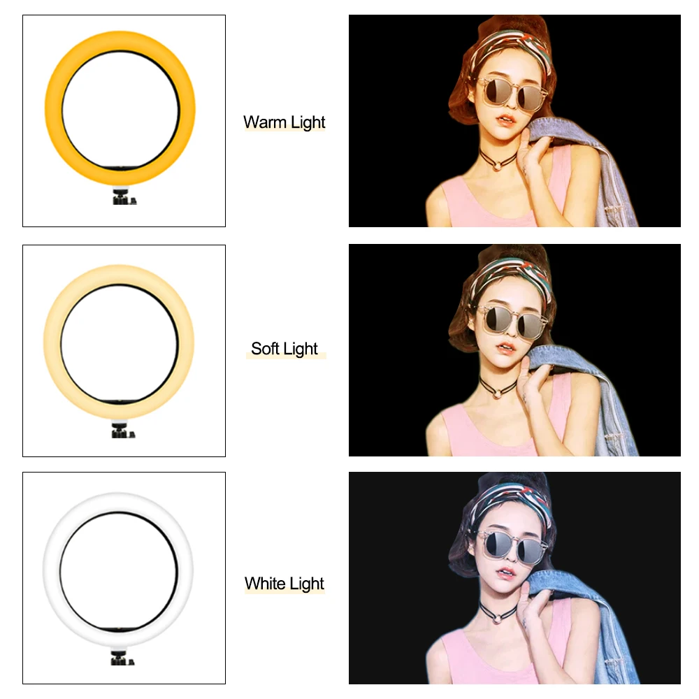 13 inch Dimmable LED Selfie Ring Light With Tripod Stand 33cm Photograpgy Lamp Phone Clip For Youtube Live Broadcast | Электроника