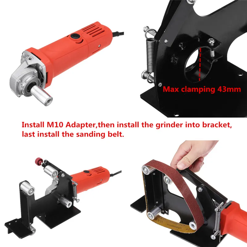 

Drillpro Angle Grinder Belt Sander Attachment Metal Wood Sanding Belt Adapter Use 100 Angle Grinder For Polishing Wood Metal