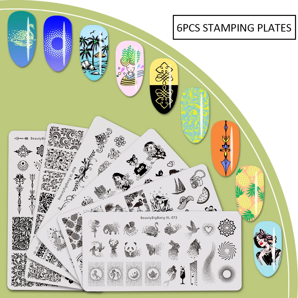 6Pcs Vine Animals Design Rectangle Nail Art Stamping Plates Set BBBXL-071/072/073/074/075/076 | Красота и здоровье