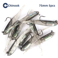 chinook 5pcs soft bait soft fish fork tail with hook fish artificial silicone fish bait fishing tackle