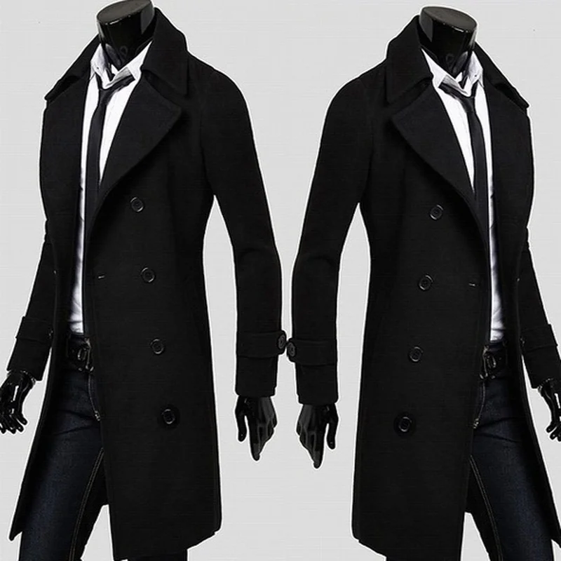Zogaa 2019 мужской однотонный Тренч модное двубортное осенне зимнее длинное пальто