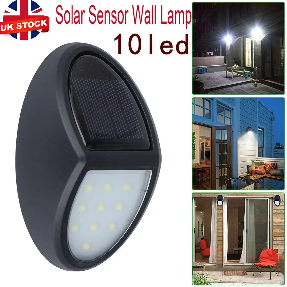 

Solar Wall Light 10LED IP65 Waterproof Solar Powered Lamp Porch Outdoor Garden Security Wall Light