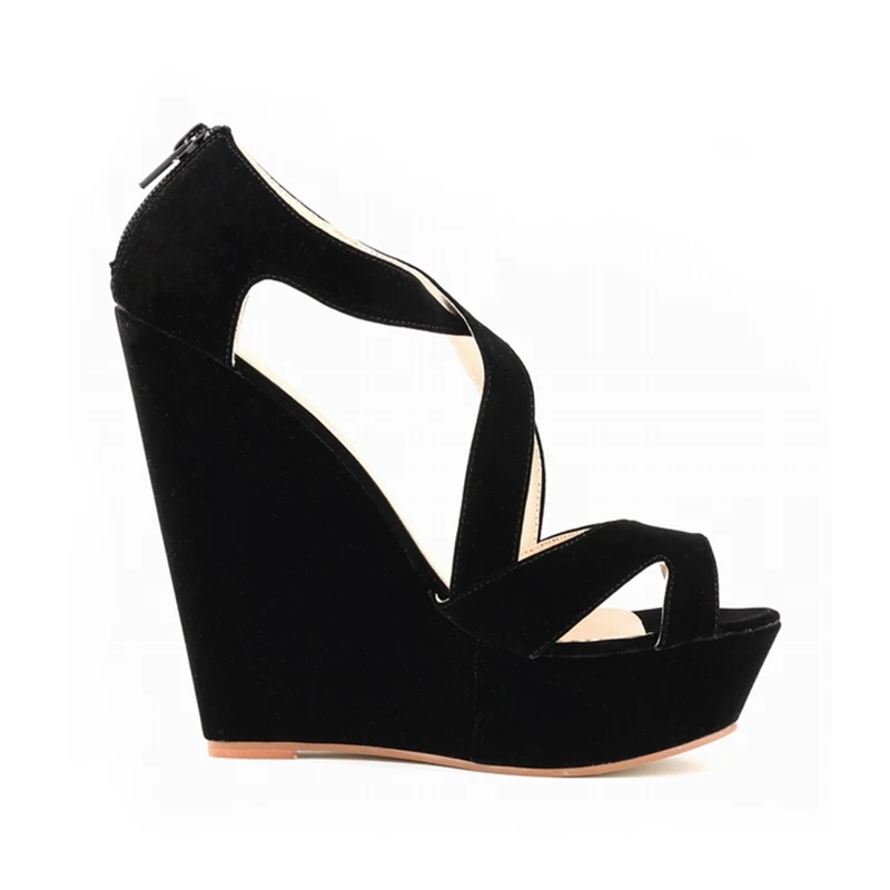 Модные женские туфли лодочки LOSLANDIFEN бархатные на платформе с открытым носком и