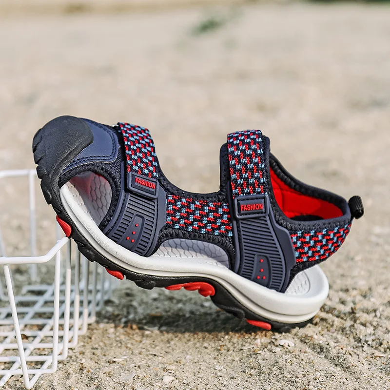 Сандалии детские кожаные с закрытым носком пляжные босоножки кроссовки кожаная