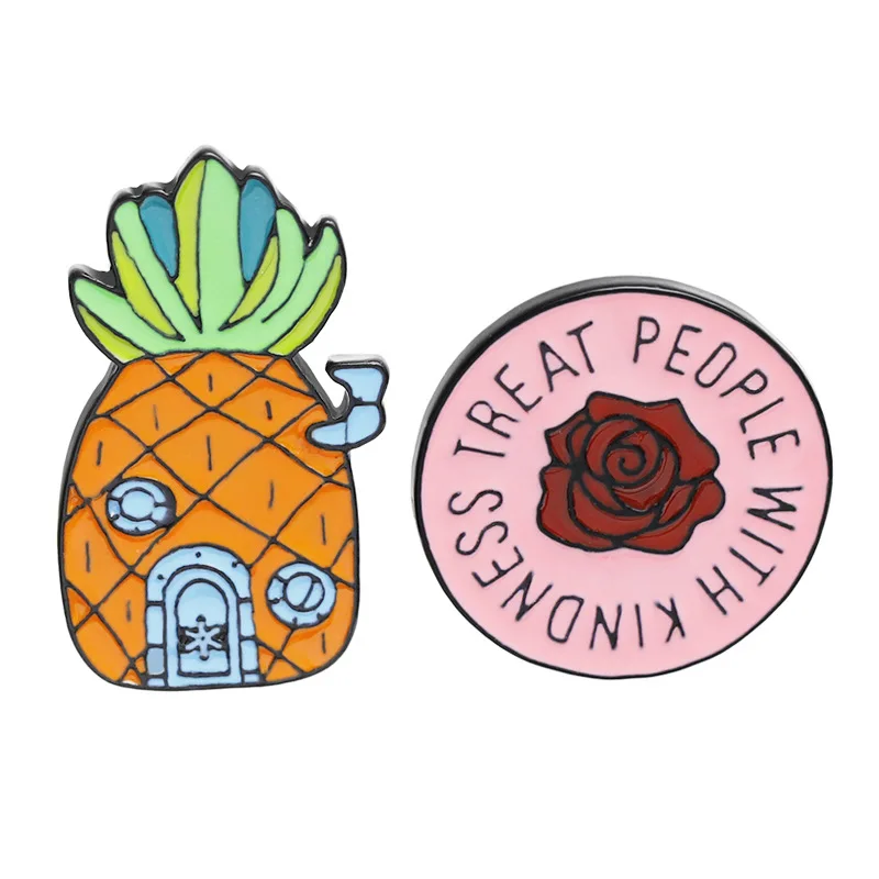 

Door Pineapple And Treat People With Kindness Brooches Pin Badge Jewellery