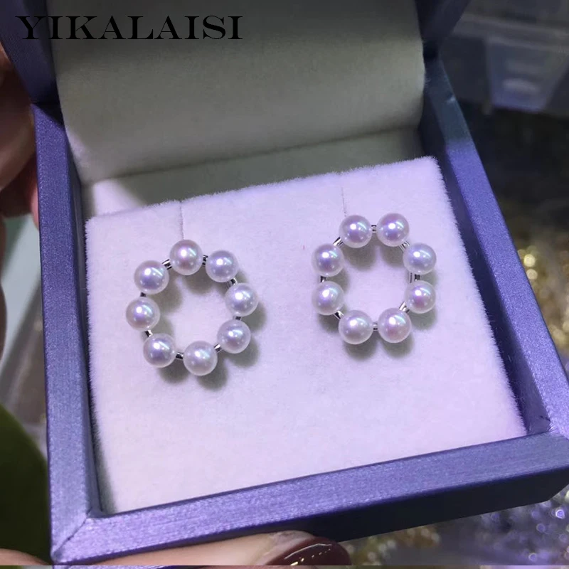 

YIKALAISI 925 Sterling Silver Jewelry Pearl Earrings 2020 Fine Natural Pearl jewelry 4-5mm stud Earrings For Women wholesale