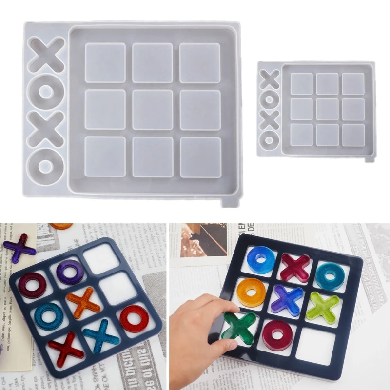 

1 шт., Tic Tac Toe игровая доска и X O силиконовые формы, набор, эпоксидная смола, сделай сам, художественная форма для рождественских рукоделия, инс...