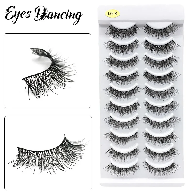 10 пар накладных ресниц Eyes Dance натуральные длинные перекрестные 3D ресницы