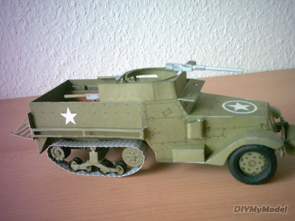DIYMyModeI-veh&iacute;culo blindado Us m3a2, bricolaje, manual, modelo de papel, juguete hecho a mano, rompecabezas, regalo, utillaje de pel&iacute;cula-3