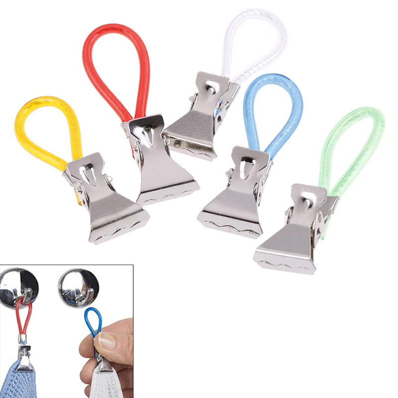 

5 x Towel Hanging Clips Hooks Loops Hand Towel Hangers Hanging Clothes Pegs