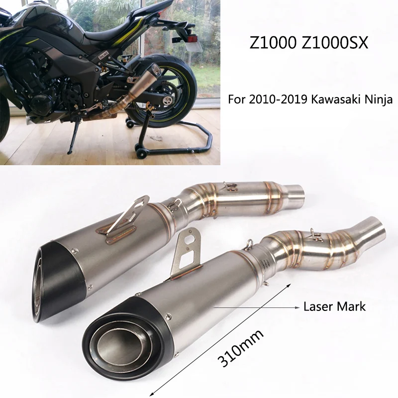 

For Kawasaki Z1000 2010-2020 Motorcycle Exhaust Pipe Slip On Z1000SX Left Right Side Mid Elbow Stainless Steel Tail Escape Tips