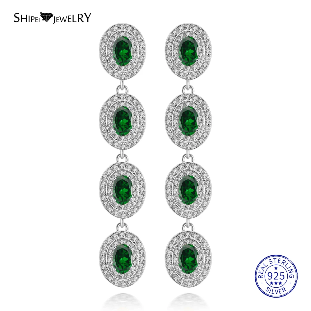 Женские серьги подвески Shipei натуральный аметист в форме капли из 100% серебра с