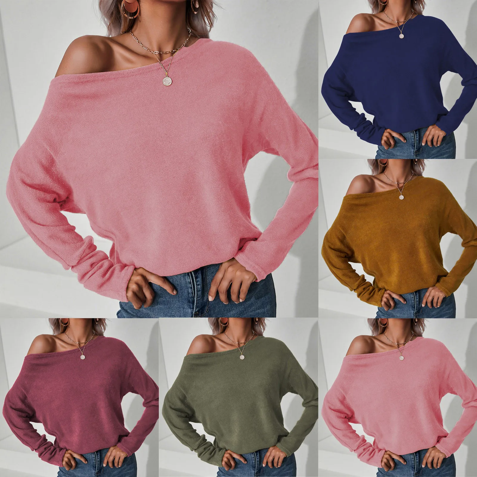 

Fashion Women Sexy Top Elegant Ladies Long Sleeve Casual Loose Comfy Female Solid Color Pullover Blouse Shirts Oversize Pollover