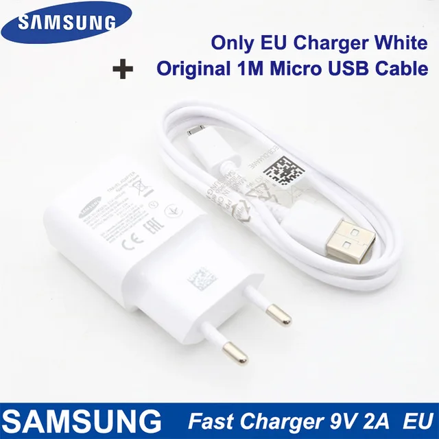 

Samsung Fast 9V2A EU Charger Original Galaxy S6 S7 edge Plus Travel Adapter Micro USB Cable Quick Note5 4 2 C9 C7 C5 J7 J5 J3