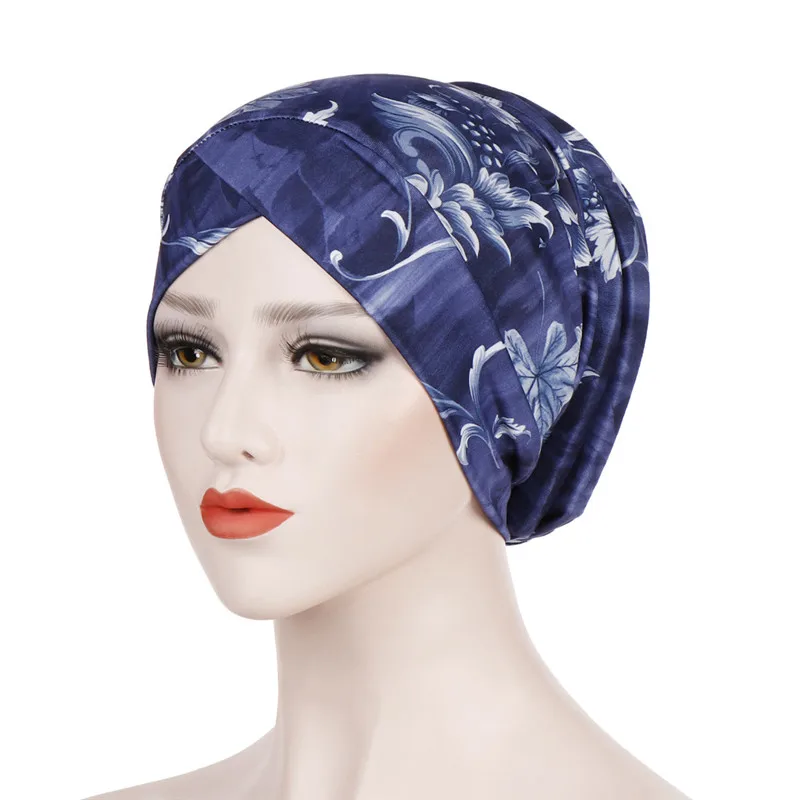Хлопковая тюрбан с принтом шапка модный мусульманский головной убор внутренние