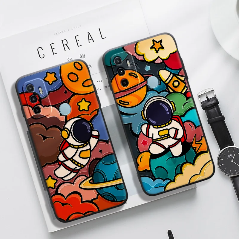 

3D Relief Cute Astronaut Soft Case For OPPO A31 A32 A33 A35 A37 A39 2020 4G Luxury Matte Cartoon Shockproof Lightweight Cover