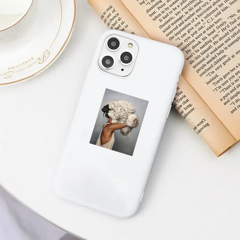 

design fashion flowers women painting Phone Case Candy Color for iPhone 6 6S 7 8 11 12 XS X SE 2020 XR mini pro Plus MAX funda