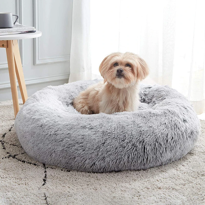 Кровать для домашних животных собака круглая кровать кошка Cama длинный плюшевый