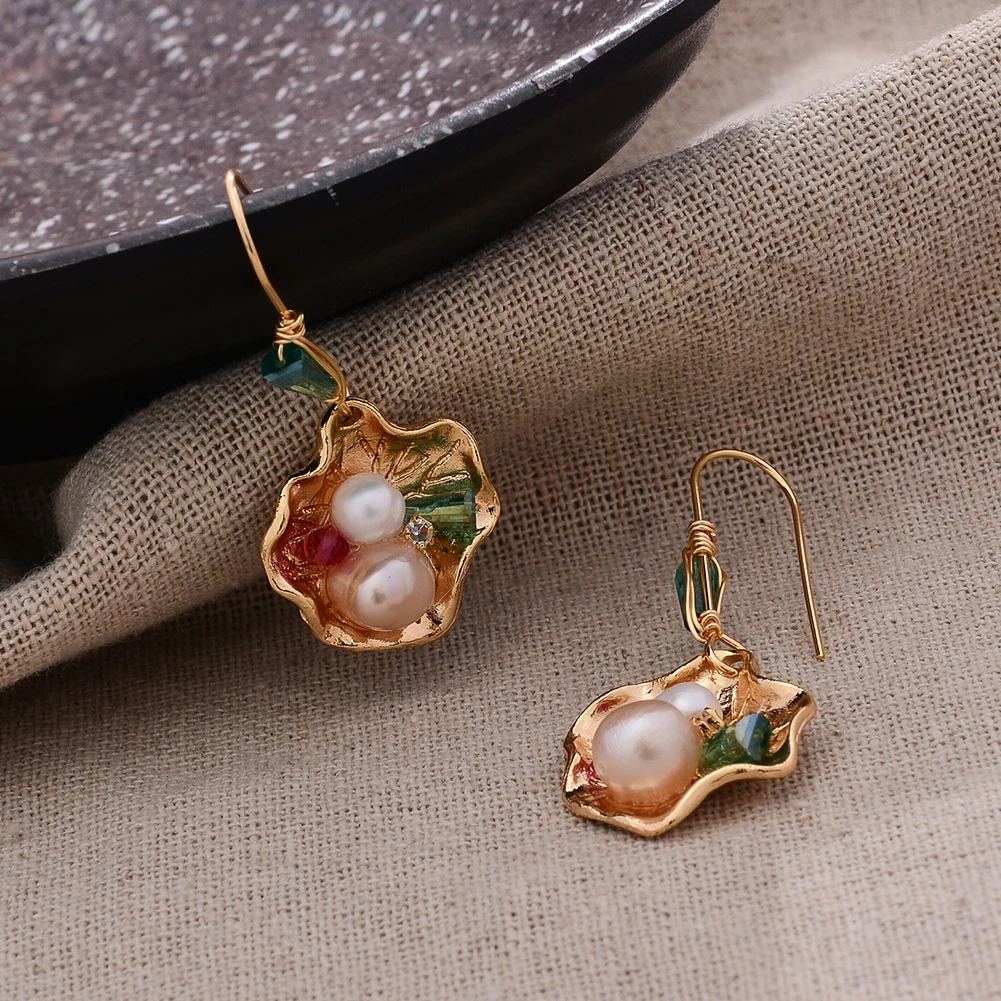 Ручной работы 14K покрыто золотом натуральный пресноводный свадебные туфли с