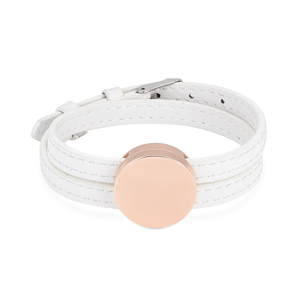 

Фотообои для золы, розовое золото, круглый медальон, регулируемый кожаный браслет, индивидуальный фотографический браслет