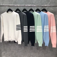 tb thom sweater autunm winter mens sweaters fashion brand coats classic cotton 4 bar stripes crewneck pullover tb sweaters