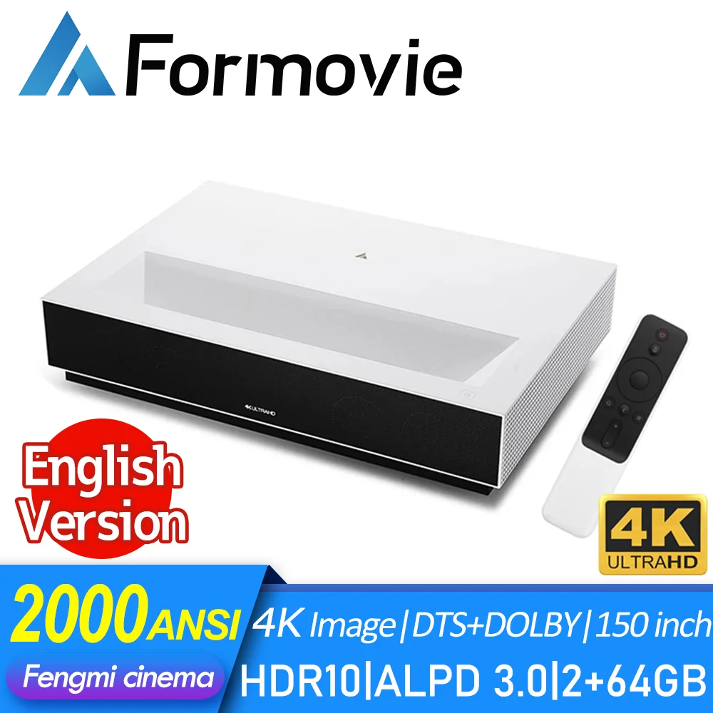 Проектор для кинотеатра Fengmi 4K 3840*2160P 2000ANSI люменов ALPD 3 0 2 + 64 ГБ аудио лазерный