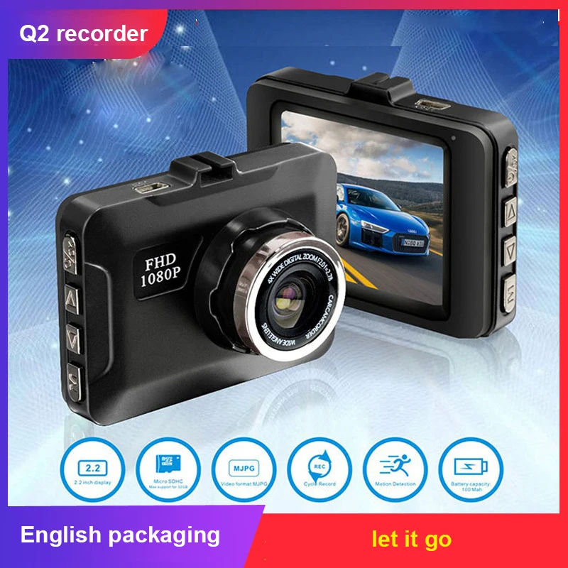 

1080P Car Dash Cam 2.2 Inch DVR Video Recorder, Cycle Recording, Night Vision, 11 Languages Portable Cycle Recording Dashcam