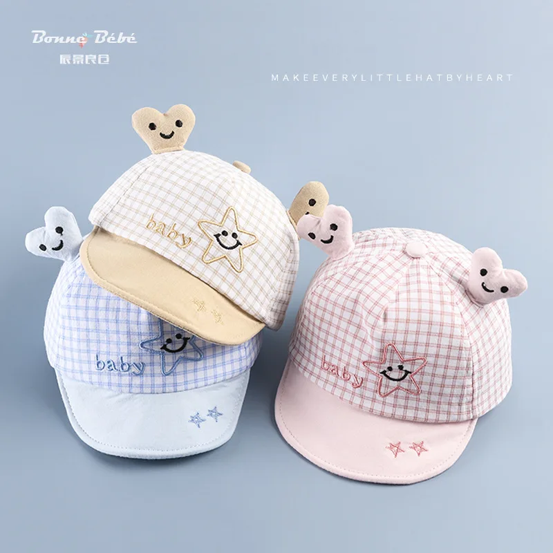 

Шапка для малышей 2020 Новый стиль мультфильм Чистый хлопок мягкие сердечки антенны дети поля Весенняя детская шапка