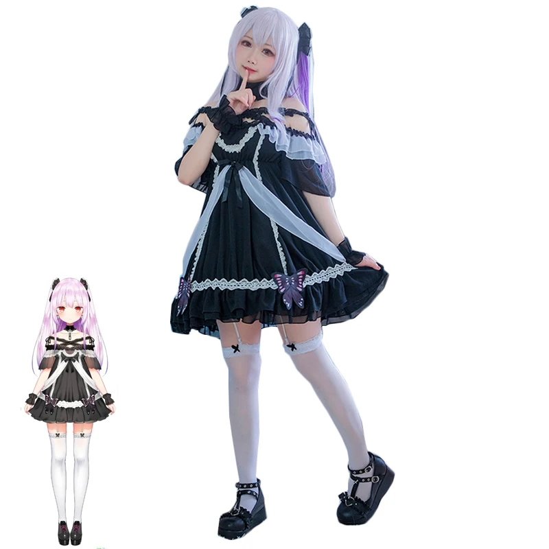 Женский костюм для косплея Hololive VTuber черное платье лолиты униформа Хэллоуина