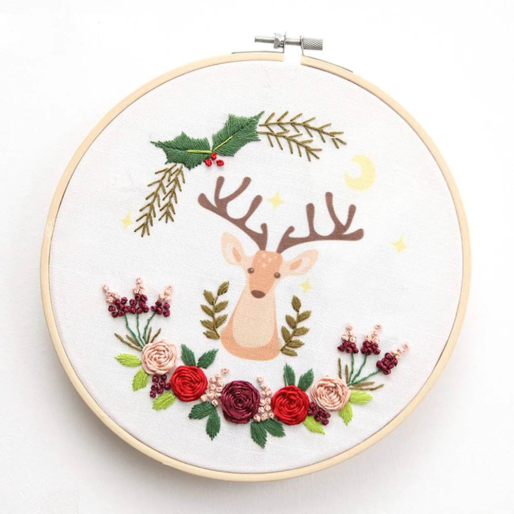 

Animal Theme Unfinished Embroidery Kit Flowers Plant DIY Embroidered Sewing Cross Stitch Set Thread Tools Package Home Decor