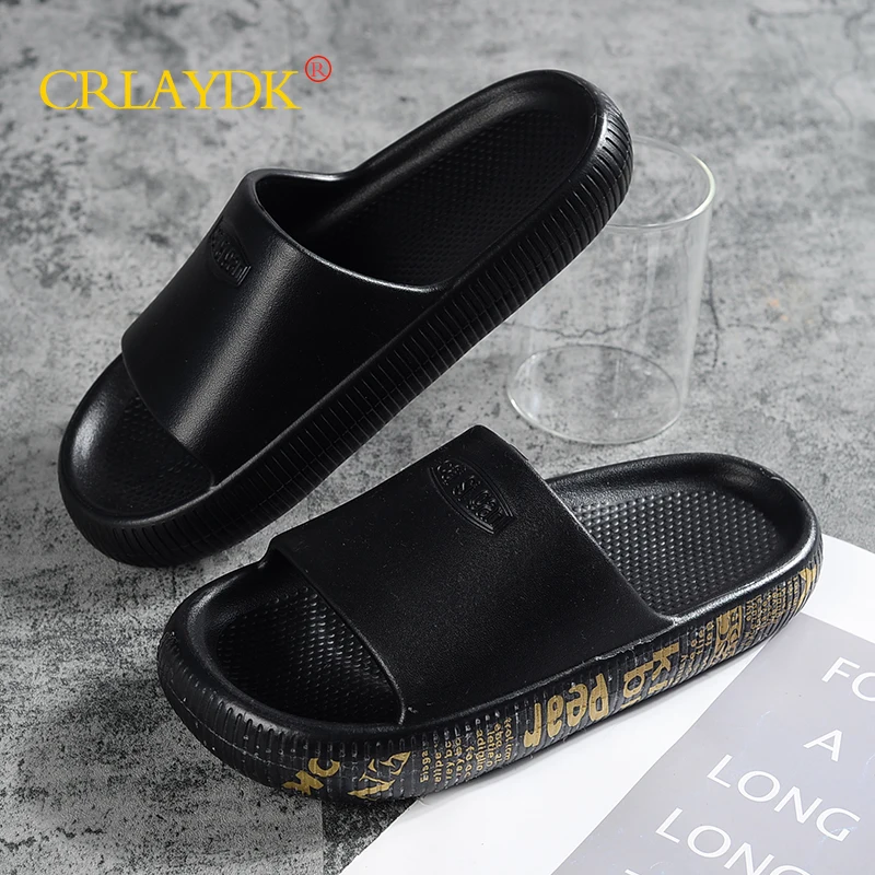 CRLAYDK Women's Shower Sandals Leather Open Toe Slippers Non Slip Outdoor Slide Shoes Bath Soft Household Casual Pantuflas