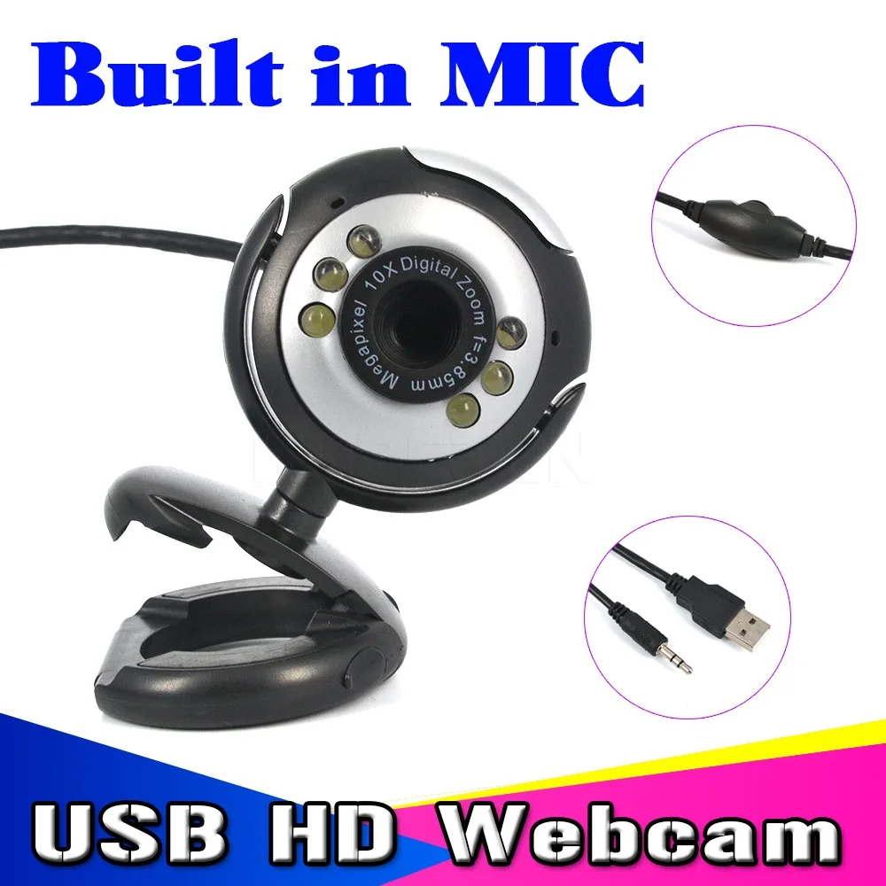 Мини USB 2 0 веб-камера цифровая HD 30 мегапикселей 6 светодиодный с микрофоном для Skype