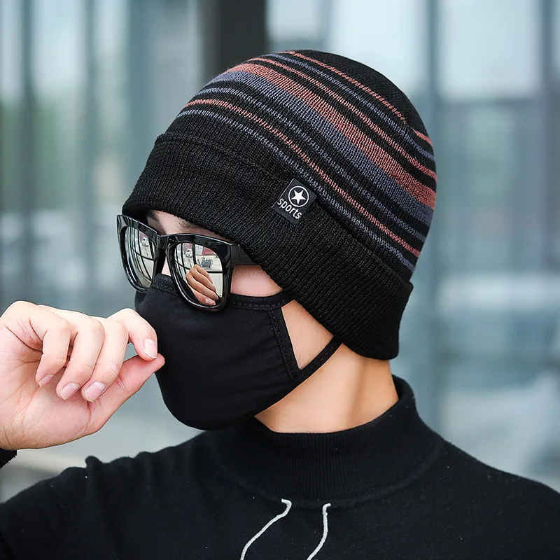 

New men's Autumn and Winter Solid Color Knitted Wild Simple Outdoor Cycling Cold-Proof Ear Protection Warm Hip-Hop Hat