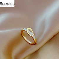 qeenkiss rg774 2022 fine jewelry wholesale fashion trendy woman birthday wedding gift buckle circle aaa zircon 18kt gold ring