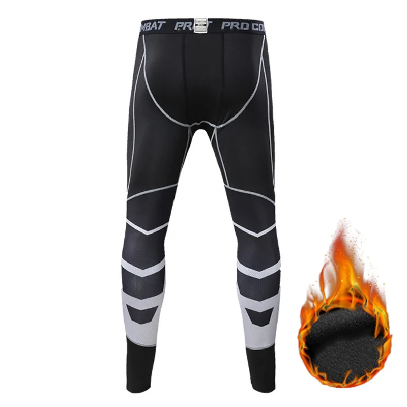

Men Running Full Plush Tights GYM Boy Pants Male Men's Basketball Football Exercise Fitness Velvet Long Johns Legging For Sport