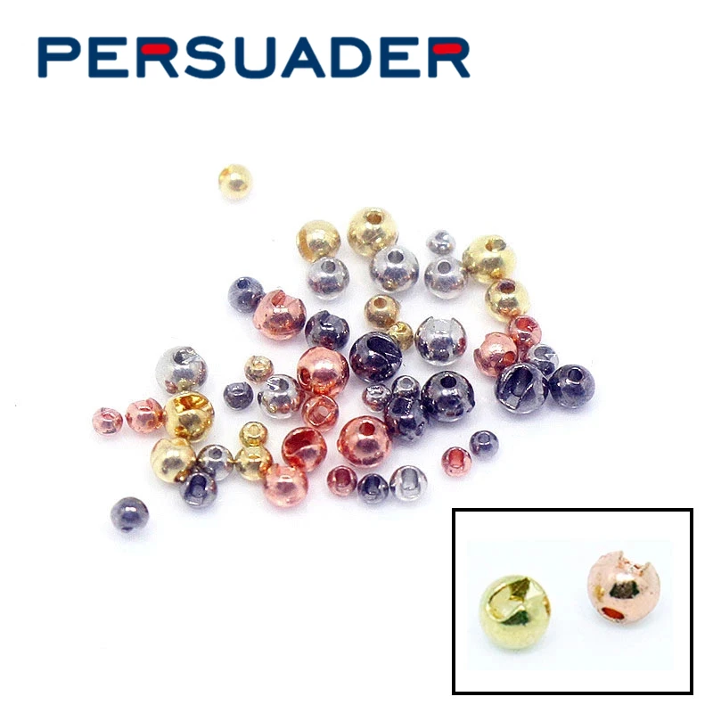 PERSUADER 50 pcs/set tungsten slotted fly tying head beads high tense counter sunk round nymph head ball fly fishing materials