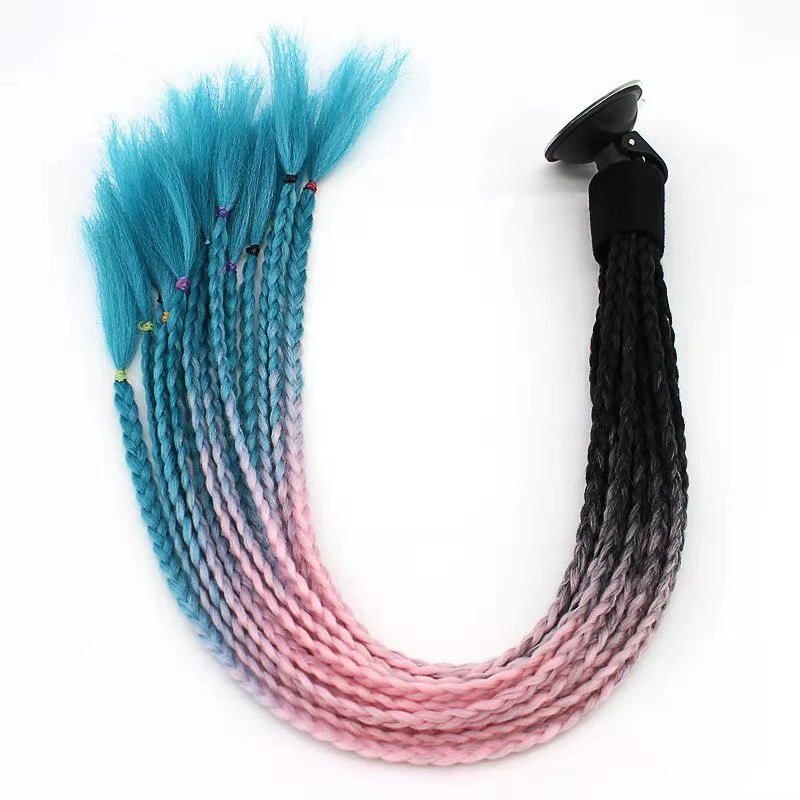 

Motorcycle DIY Helmet Hair Wig with Suction Cup Helmet Ponytail Straight Hair for Cosplay Motorcycle Helmets 40cm hair bundle