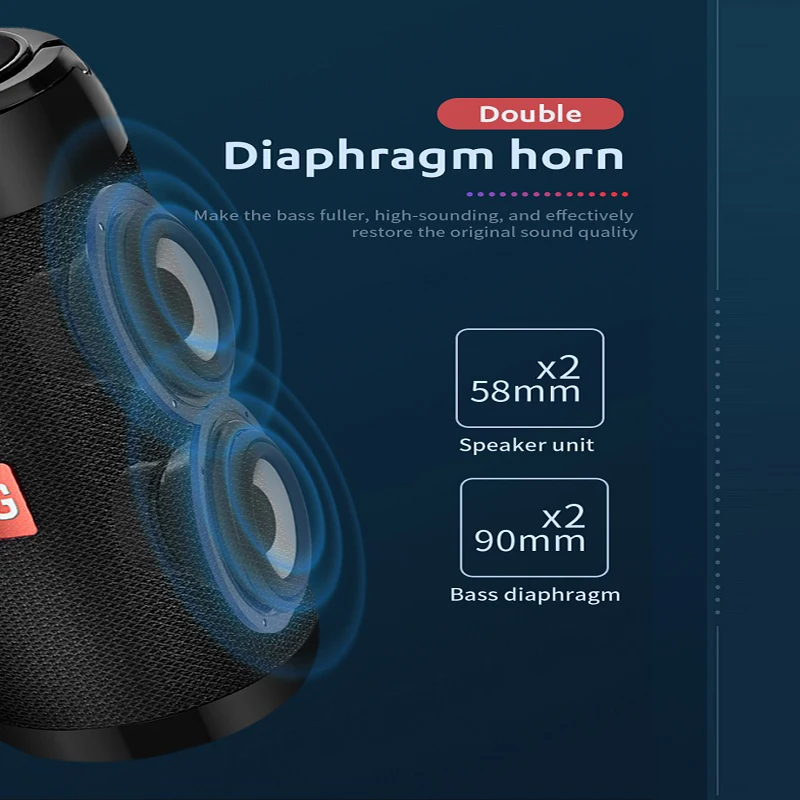 

TG113C Portable Bluetooth Mini Column Speaker with FM Radio Waterproof Subwoofer Music Center Wireless Loundpeakers&Phone Holder