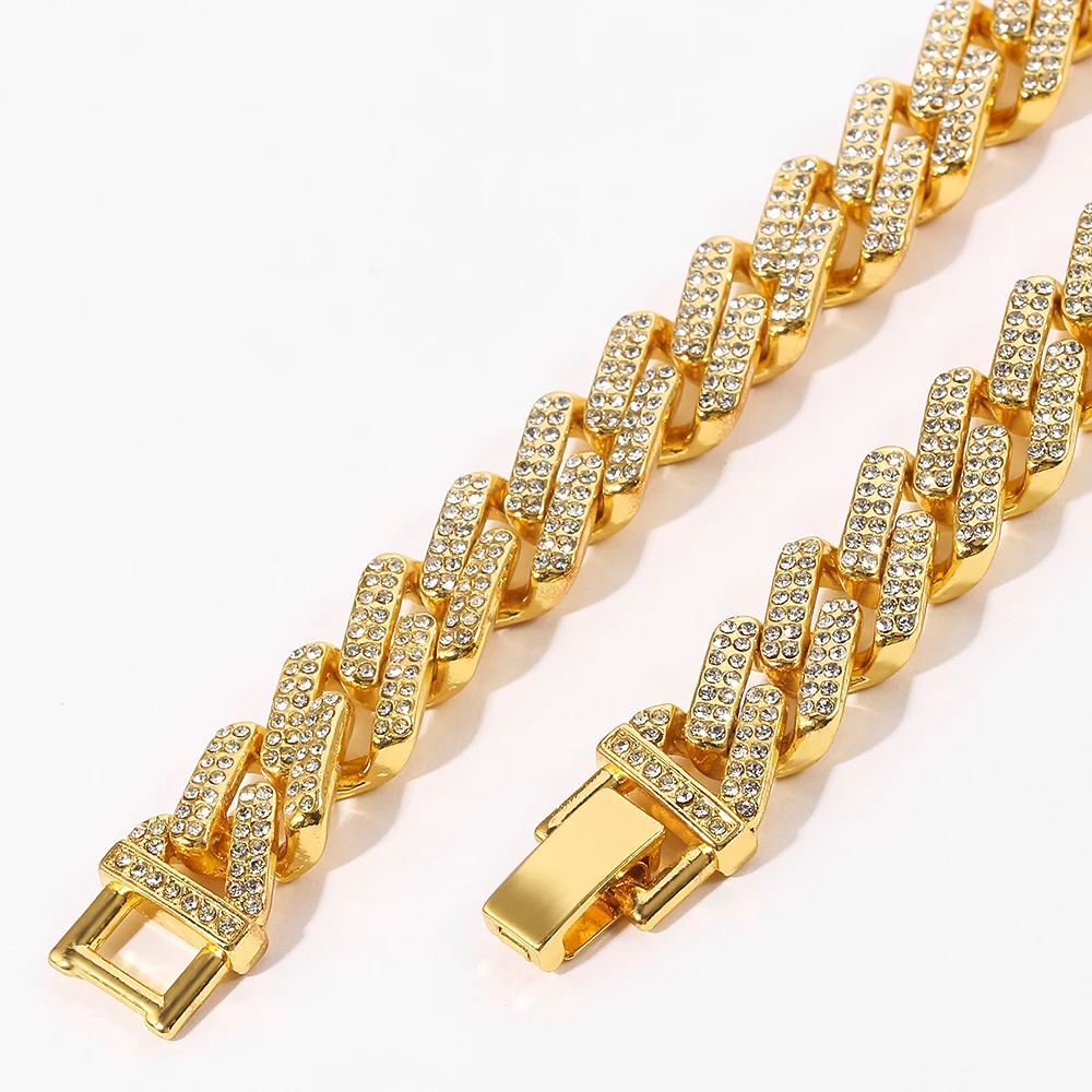 Хип-хоп сверкающие стразы толщиной браслеты из нержавеющей стали ювелирные