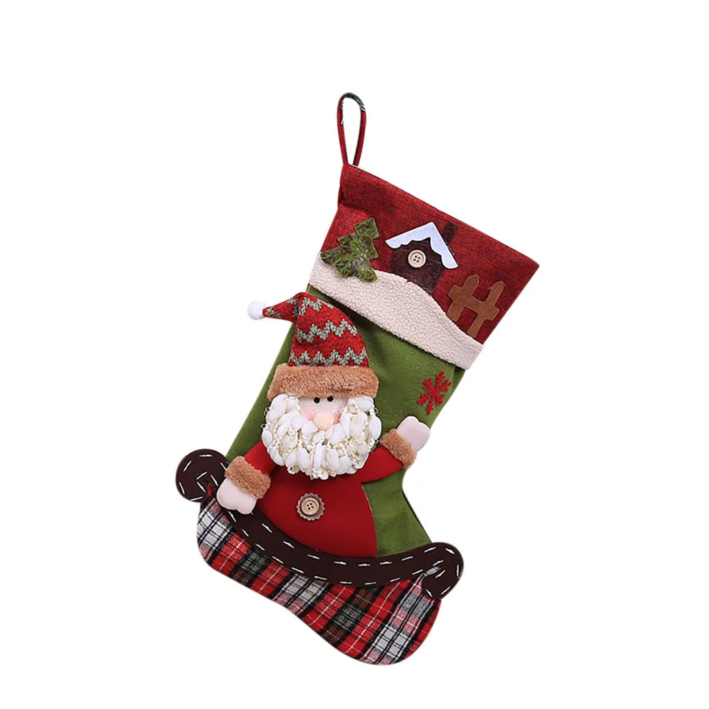 Большие рождественские носки украшения в виде елки новогодний мешок конфет