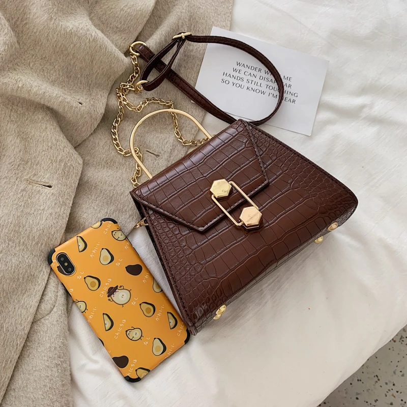 Женская кожаная сумка тоут через плечо с металлической ручкой|Сумки ручками| |