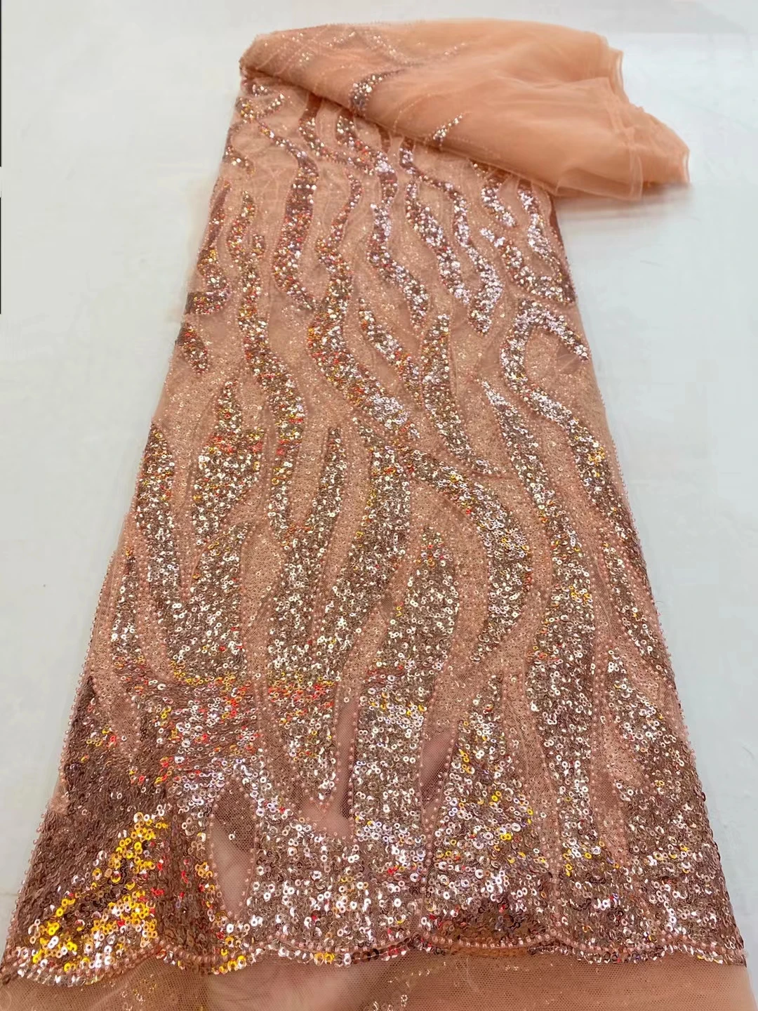 

Classic design African wedding party dress gold color French laces elegant asoebi gauze fabrics high quality tulle laces fabrics