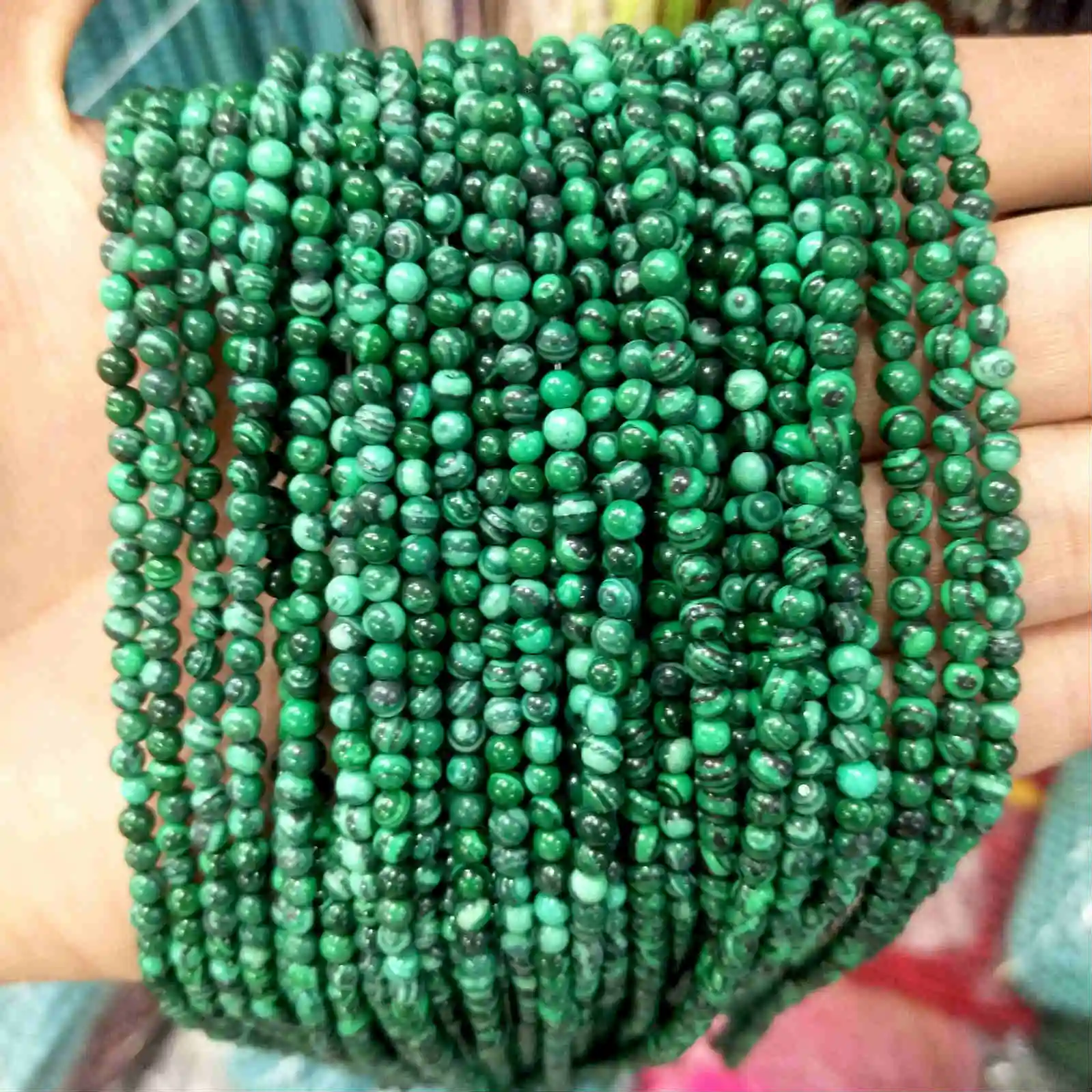 Malachite 2 мм 3 мм из натуральных круглых камней бусины розовый кварц аметисты лазурит Агаты бусины из нефрита для самостоятельного изготовления ювелирных изделий браслет ожерелье - Цвет: Malachite