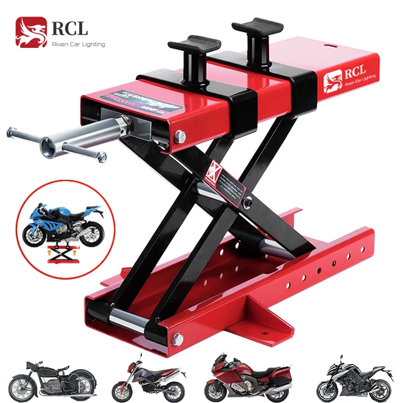 

Scissor Lift Jack Crank Hoist Stand with Saddle and Safety Pins 1100 lbs, Steel Motorcycle ATV Automobile Maintenance Tool