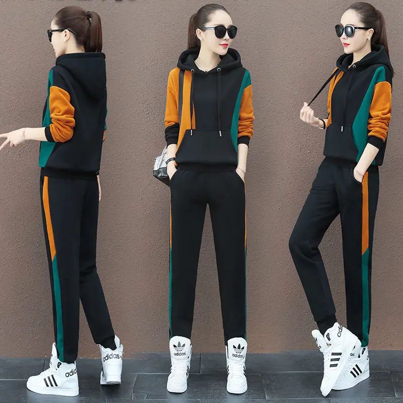 Зимний свитер спортивный костюм костюмы для женщин осень размера плюс