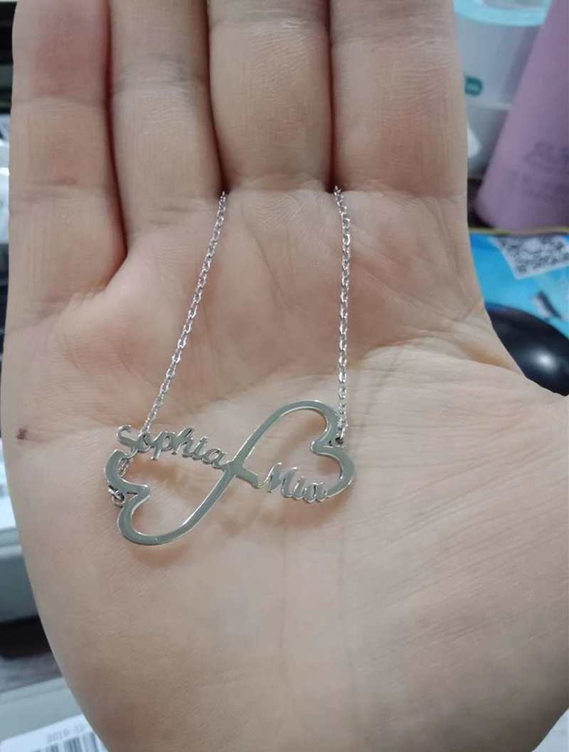 Женский браслет с именем персонализированное сердце бесконечности ювелирное