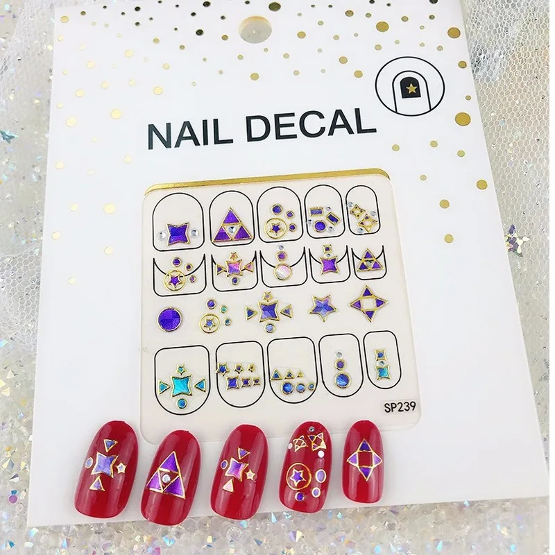 Наклейки для ногтей 3D в форме ракушек 1 лист наклейки дизайна с геометрическим