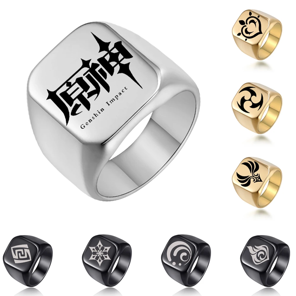Популярная игра Genshin ударный костюм кольцо из нержавеющей стали Божьи глаза