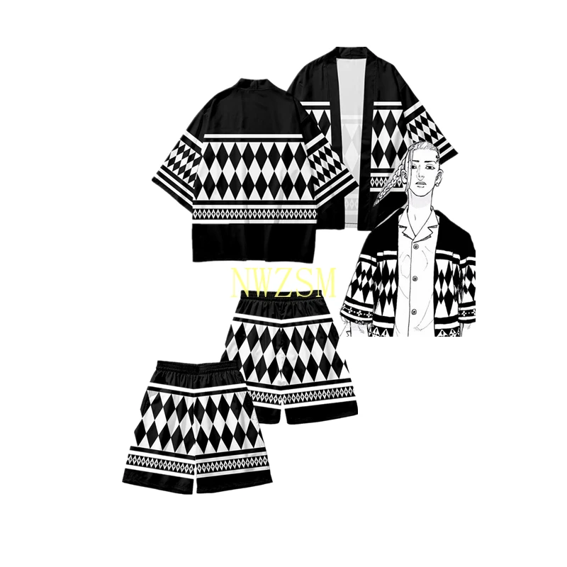 

Anime Tokyo Revengers Ken Ryuguji Draken Haori Tokyo Manji Gang Kimono Shorts Cosplay Yukata Summer Toman Uniform Cardigan